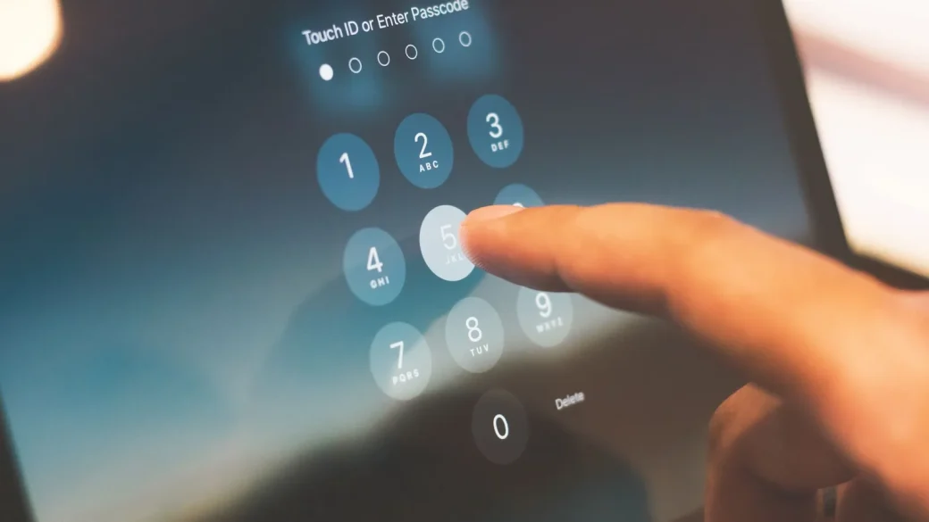 phone lock screen prompting for a six digit passcode